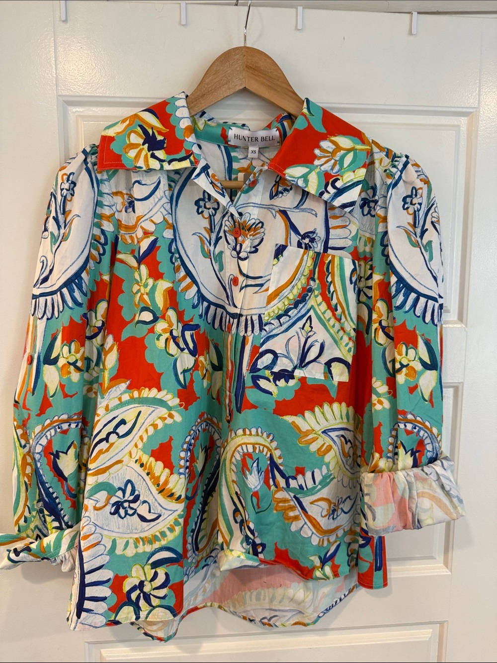 Hunter Bell Women's Multicolor Floral Paisley Button-Up Top - Picture 3 of 3